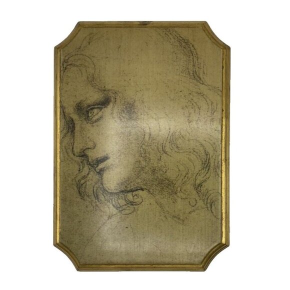 Leonardo Da Vinci Reproduction Art Print On Wood Made In Italy Bevel Gold Tone - Picture 2 of 16